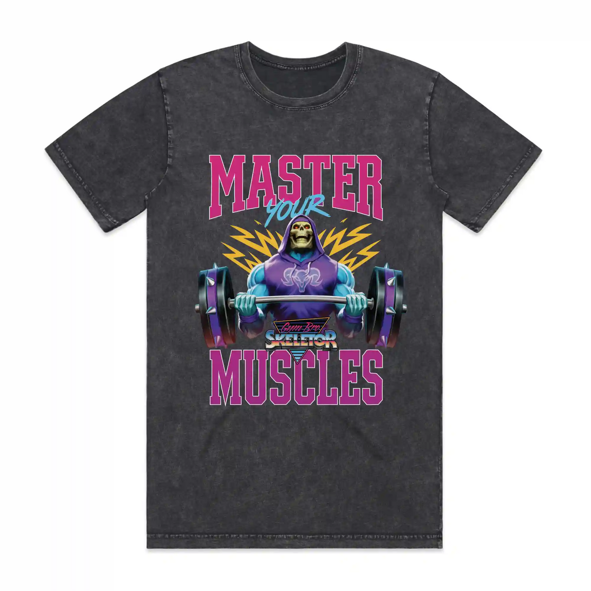Masters of the Universe Gym Bro Skeletor Master Muscles Black T-shirt