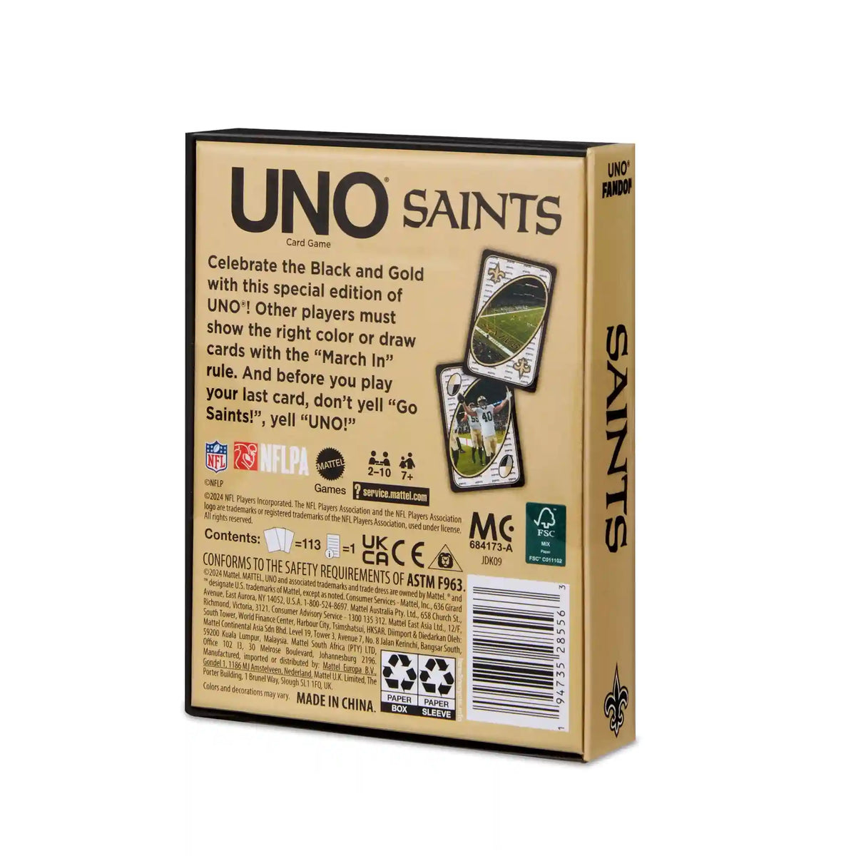 UNO Fandom NFL New Orleans Saints Game Deck