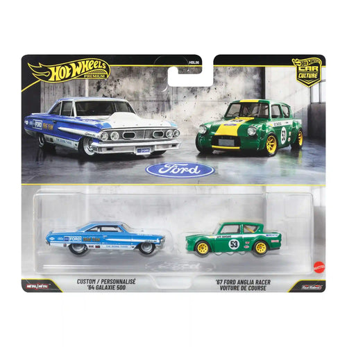 Hot Wheels Premium Car Culture 2-Pack Custom / Personnalisé '64 Galaxie 500 &  '67 Ford Anglia Racer Voiture De Course