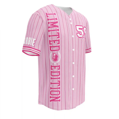 Barbie Pink Striped Baseball Jersey