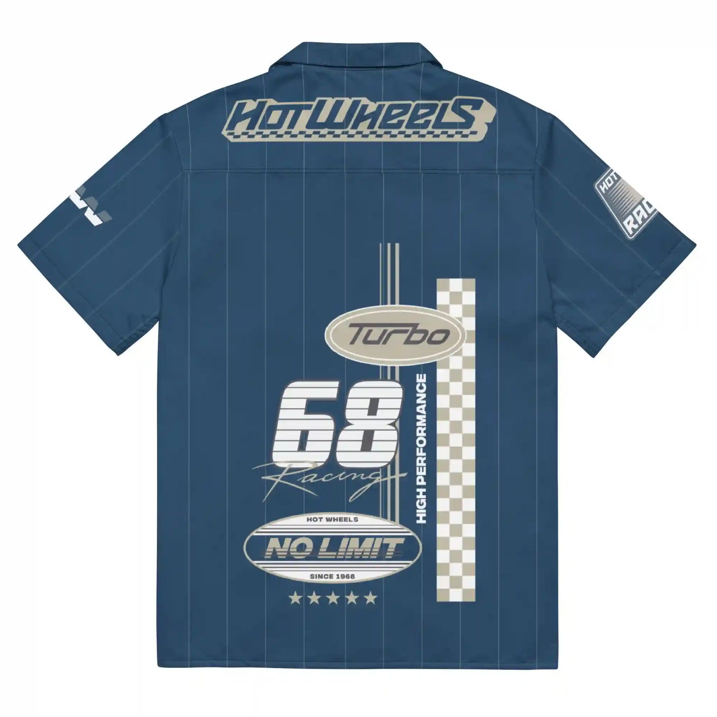 Hot Wheels Racing Blue Striped Mechanic Shirt