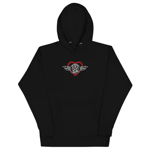 Hot Wheels Checkered Hearts Embroidered Black Hoodie