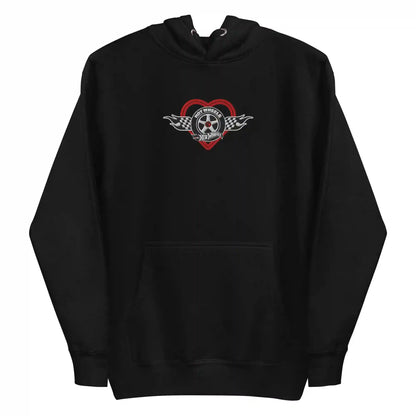 Hot Wheels Checkered Hearts Embroidered Black Hoodie