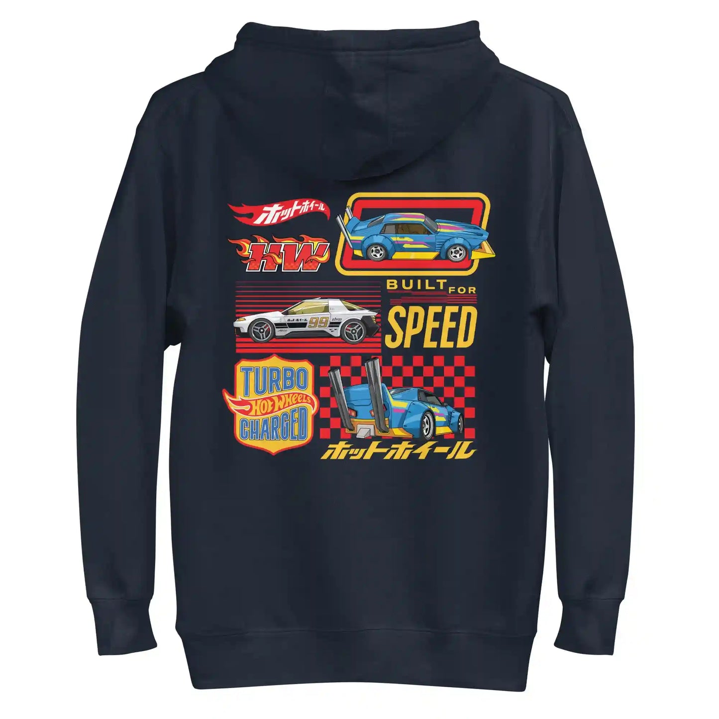 Hot Wheels in Katakana Navy Embroidered Hoodie