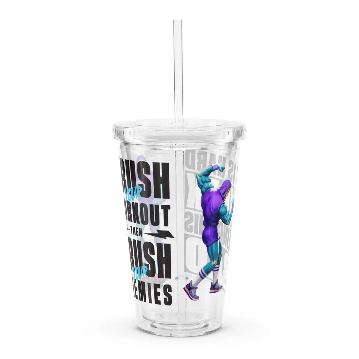 Masters of the Universe Gym Bro Skeletor Crush Your Workout Clear Water Tumbler