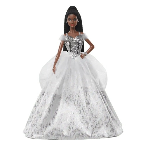 2021 Holiday Barbie Doll, Brunette Braids