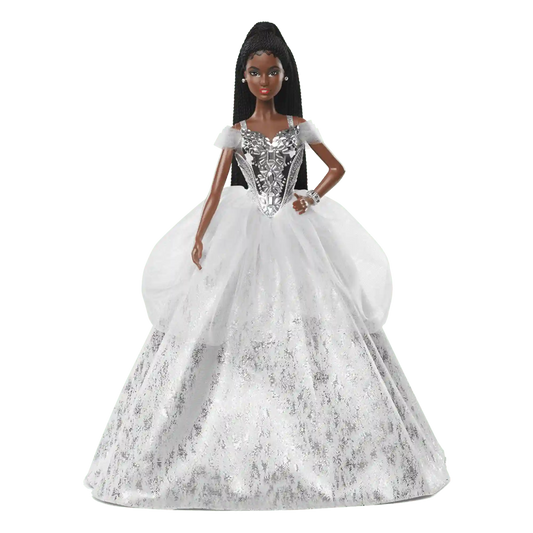 2021 Holiday Barbie Doll, Brunette Braids