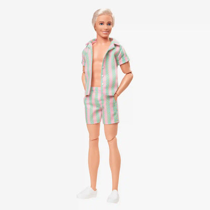 Ken Doll Wearing Pastel Striped Beach Matching Set – Barbie The Movie