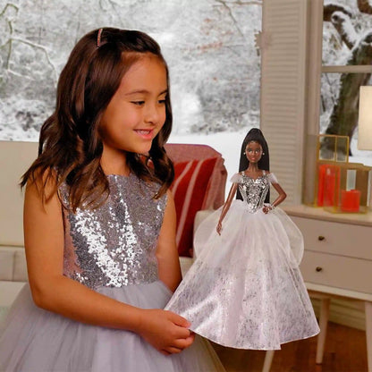 2021 Holiday Barbie Doll, Brunette Braids