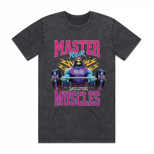 Masters of the Universe Gym Bro Skeletor Master Muscles Black T-shirt