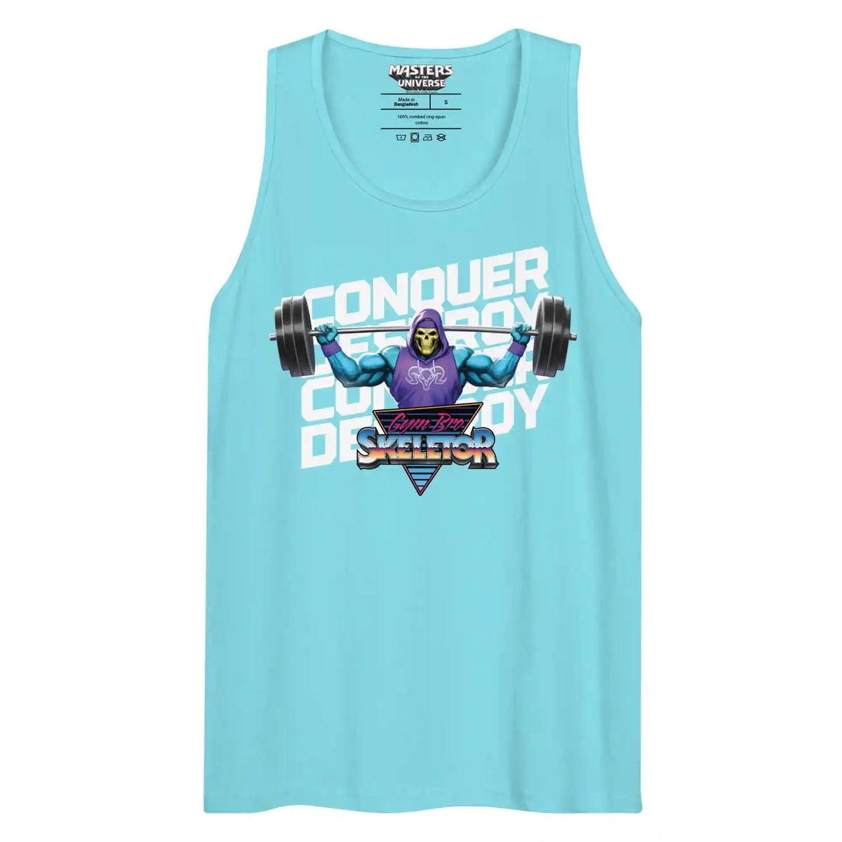 Masters of the Universe Gym Bro Skeletor Conquer Blue Tank Top