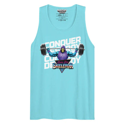 Masters of the Universe Gym Bro Skeletor Conquer Blue Tank Top
