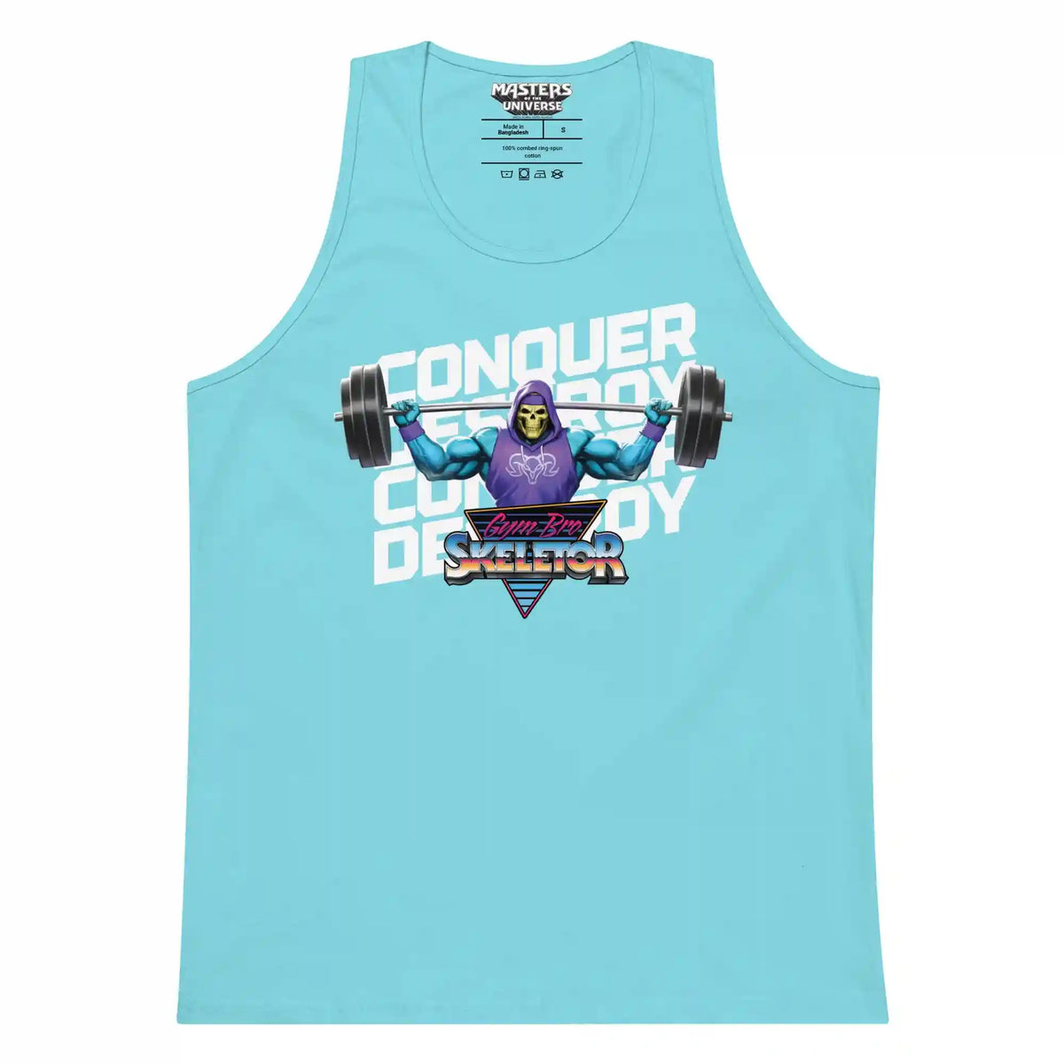 Masters of the Universe Gym Bro Skeletor Conquer Blue Tank Top