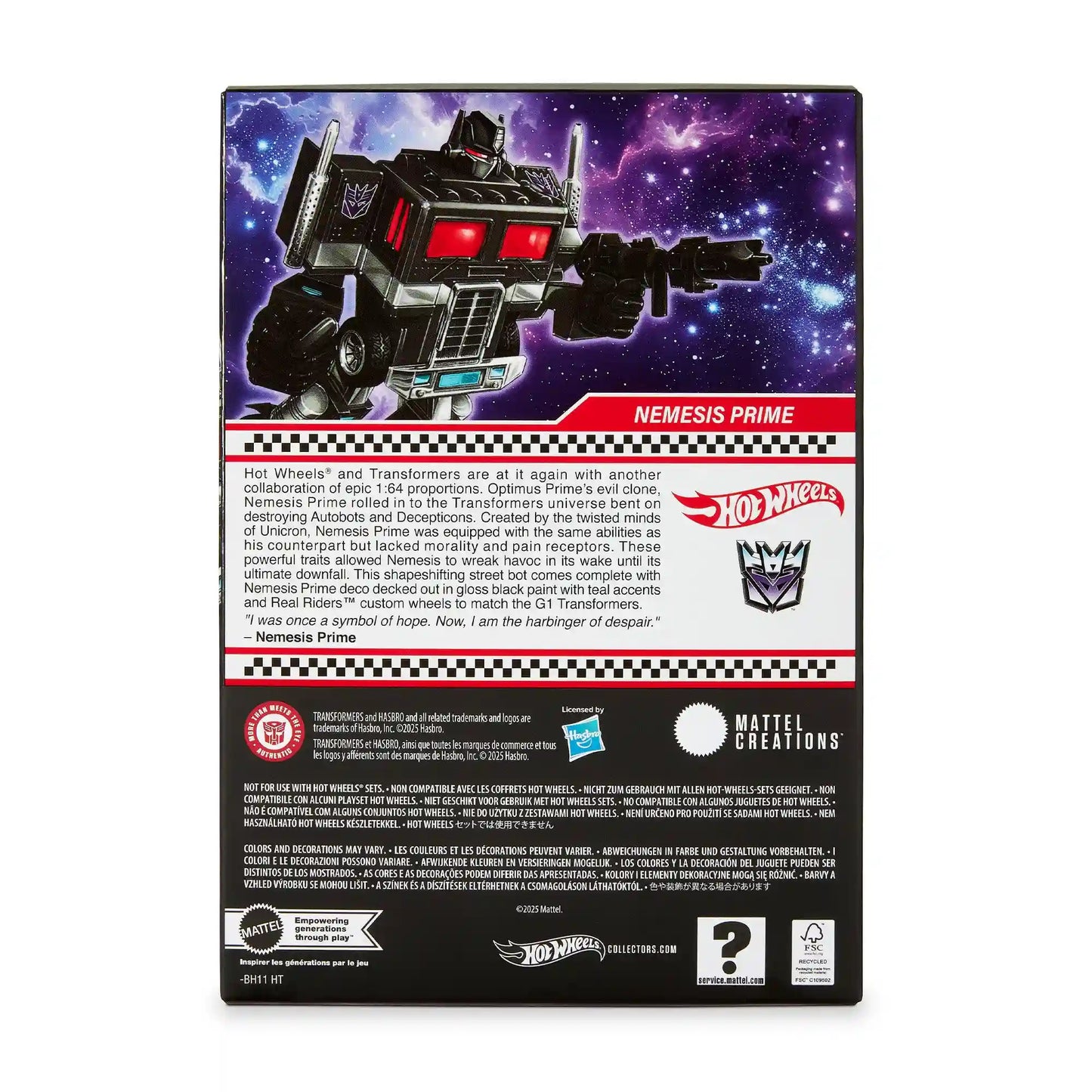 Hot Wheels Transformers Nemesis Prime