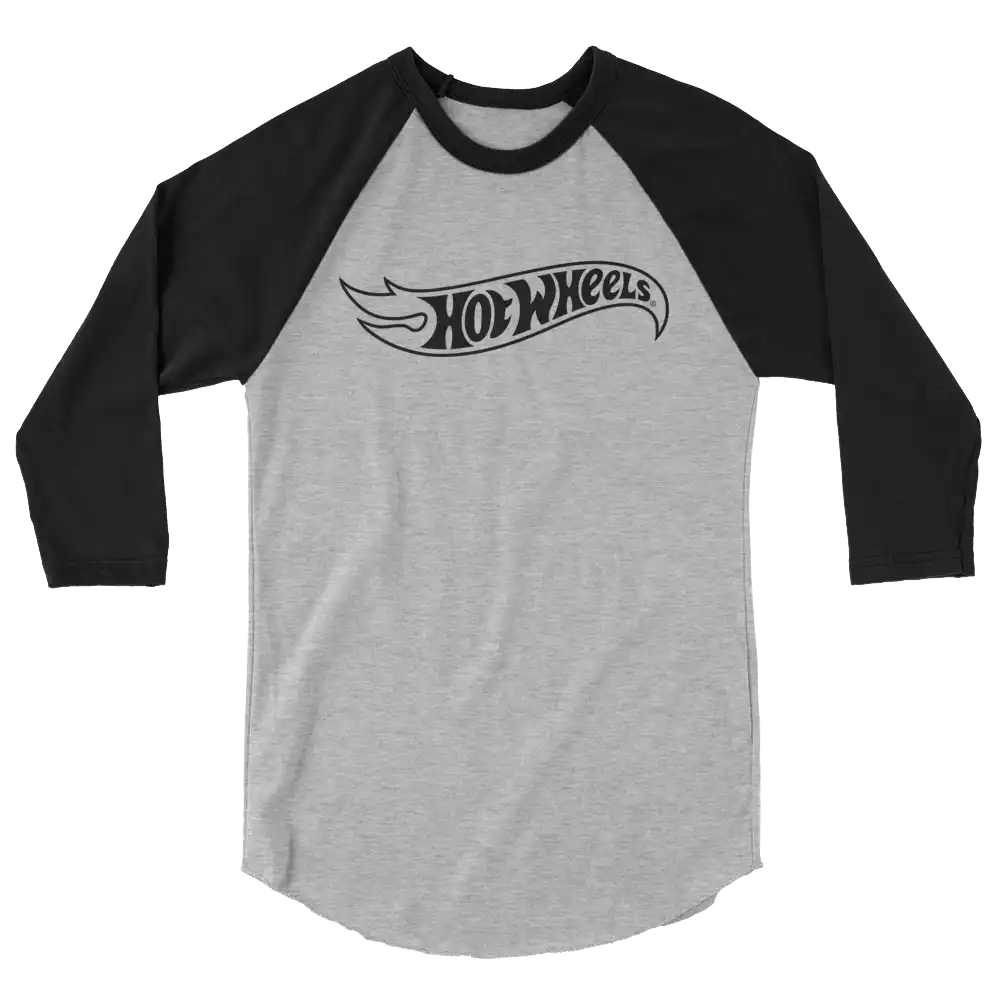 Hot Wheels Outline Logo 3/4 Sleeve Grey and Black Raglan Shirt