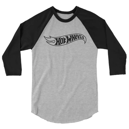 Hot Wheels Outline Logo 3/4 Sleeve Grey and Black Raglan Shirt