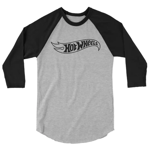 Hot Wheels Outline Logo 3/4 Sleeve Grey and Black Raglan Shirt