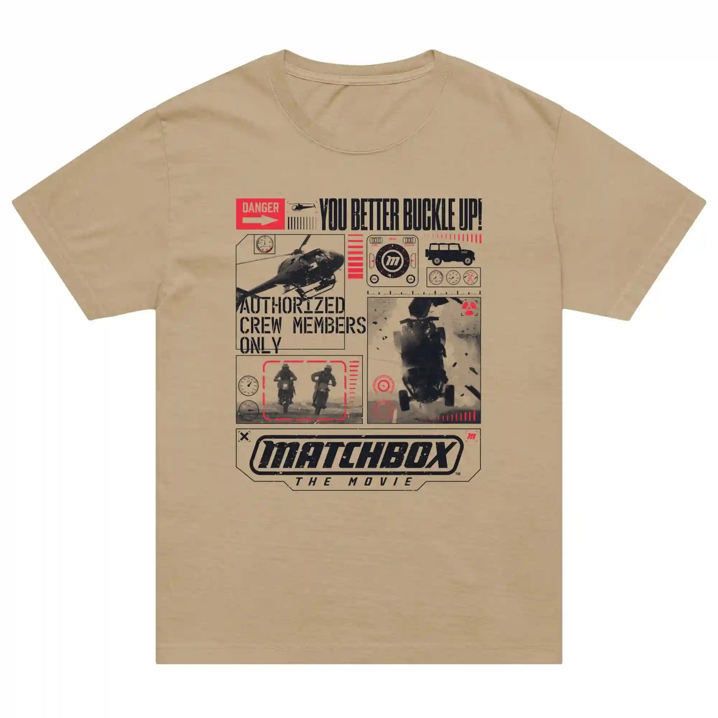 Matchbox The Movie You Better Buckle Up Tan T-shirt