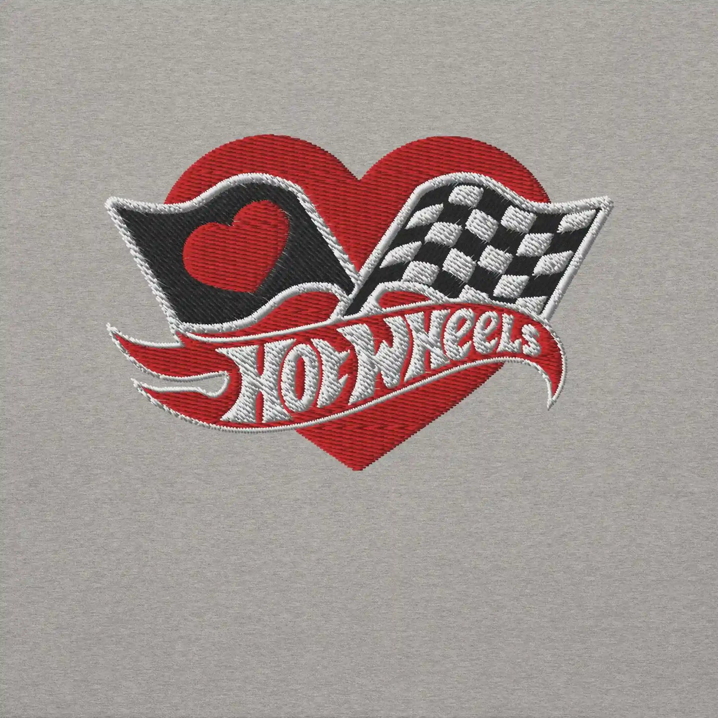 Hot Wheels Checkered Hearts Embroidered Grey Sweatshirt