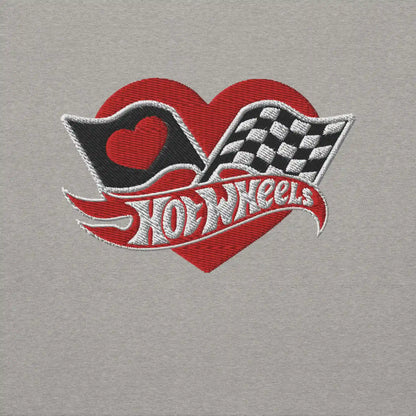 Hot Wheels Checkered Hearts Embroidered Grey Sweatshirt