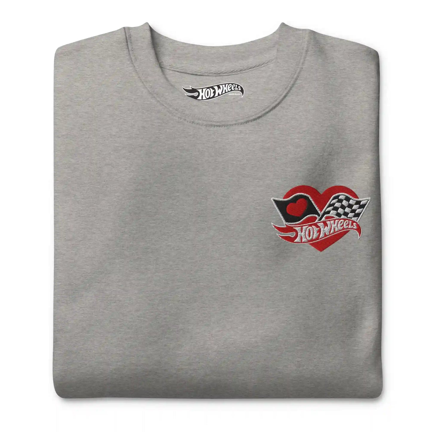Hot Wheels Checkered Hearts Embroidered Grey Sweatshirt
