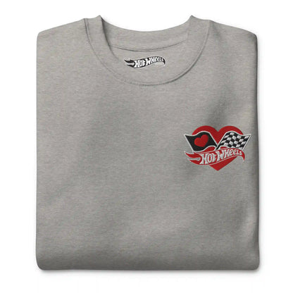 Hot Wheels Checkered Hearts Embroidered Grey Sweatshirt