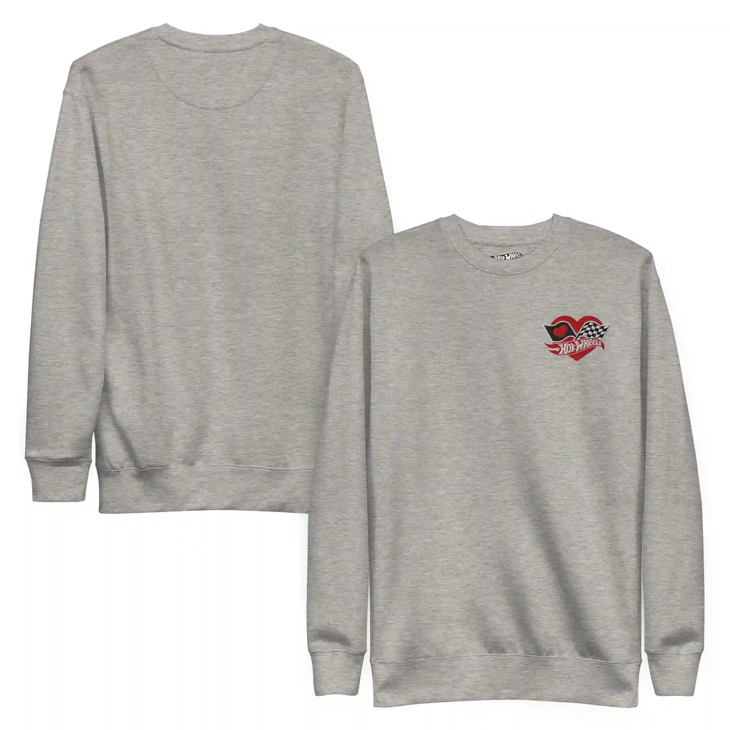 Hot Wheels Checkered Hearts Embroidered Grey Sweatshirt