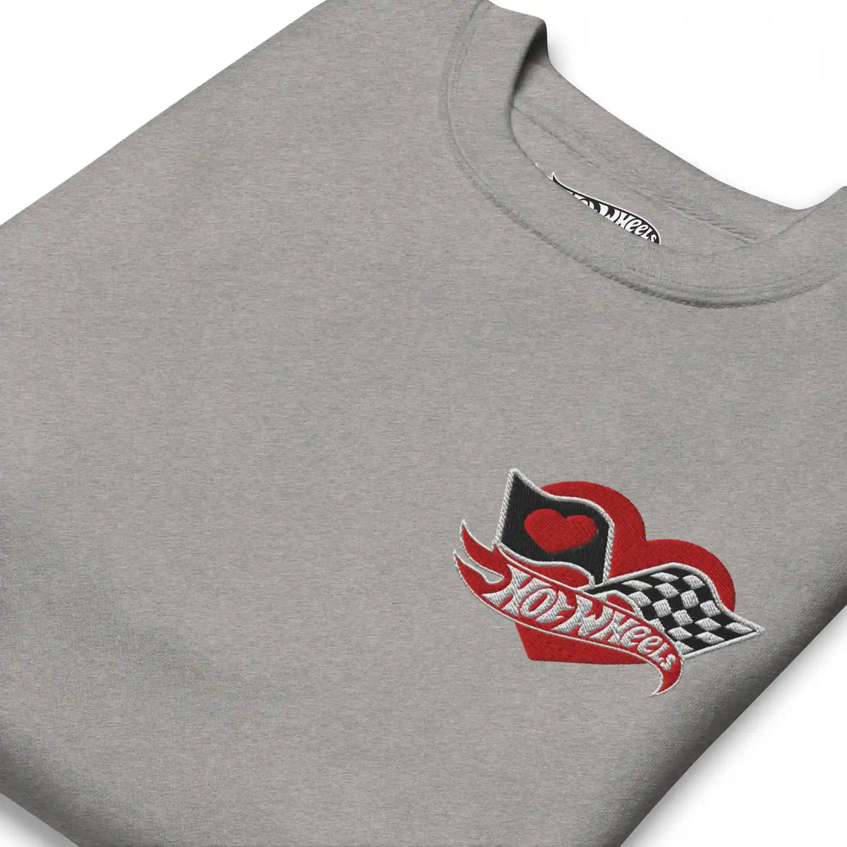 Hot Wheels Checkered Hearts Embroidered Grey Sweatshirt