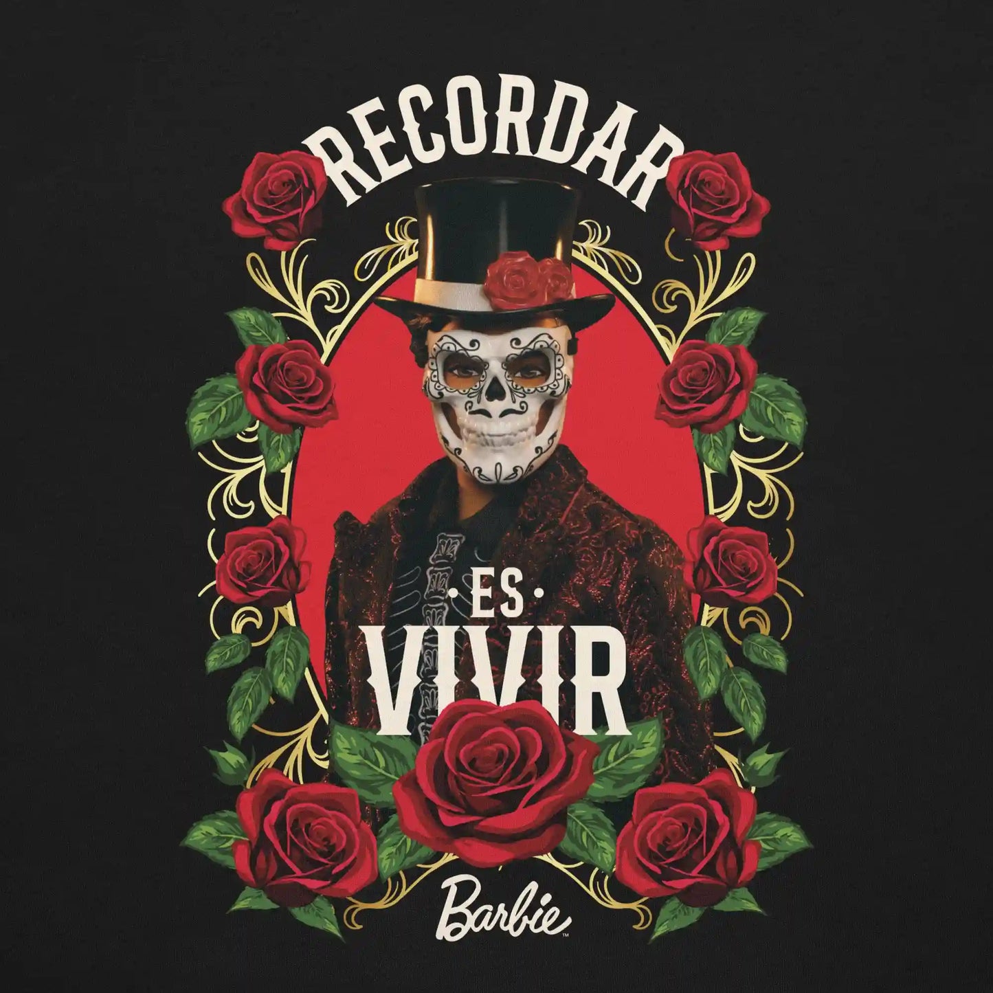 Barbie Día de Muertos Ken Recordar es Vivir Black T-shirt