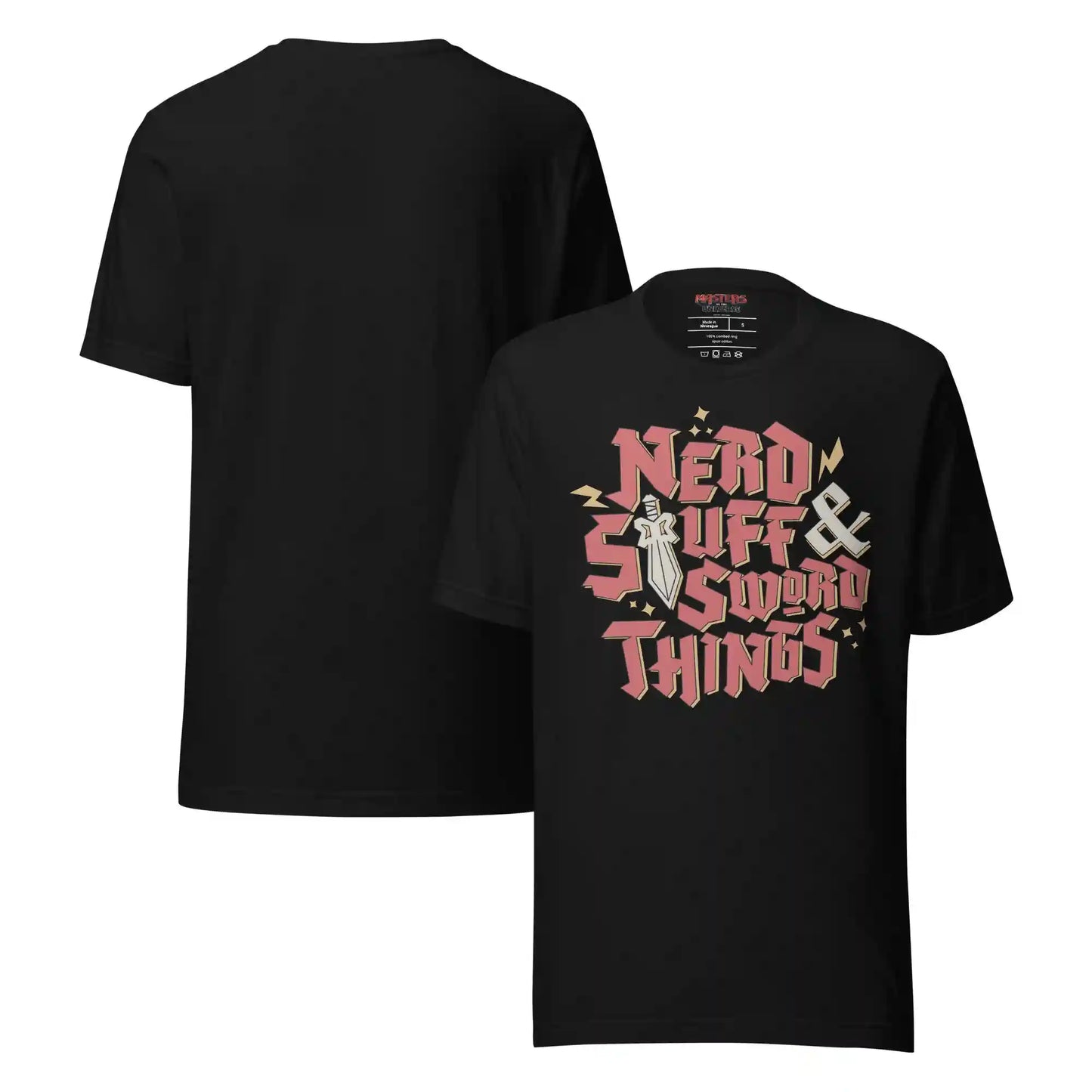 Masters of the Universe Movie Nerd Stuff and Sword Things Black T-shirt