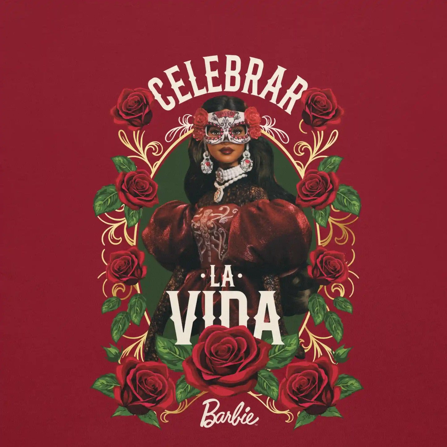 Barbie Día de Muertos Celebrar La Vida Red T-shirt