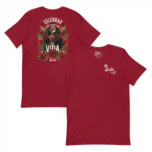 Barbie Día de Muertos Celebrar La Vida Red T-shirt