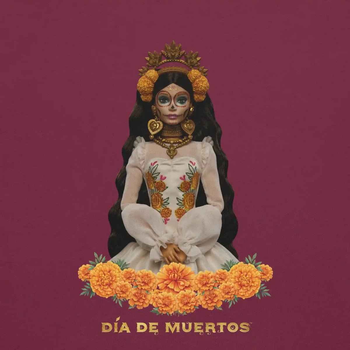 Barbie Día de Muertos Maroon T-Shirt