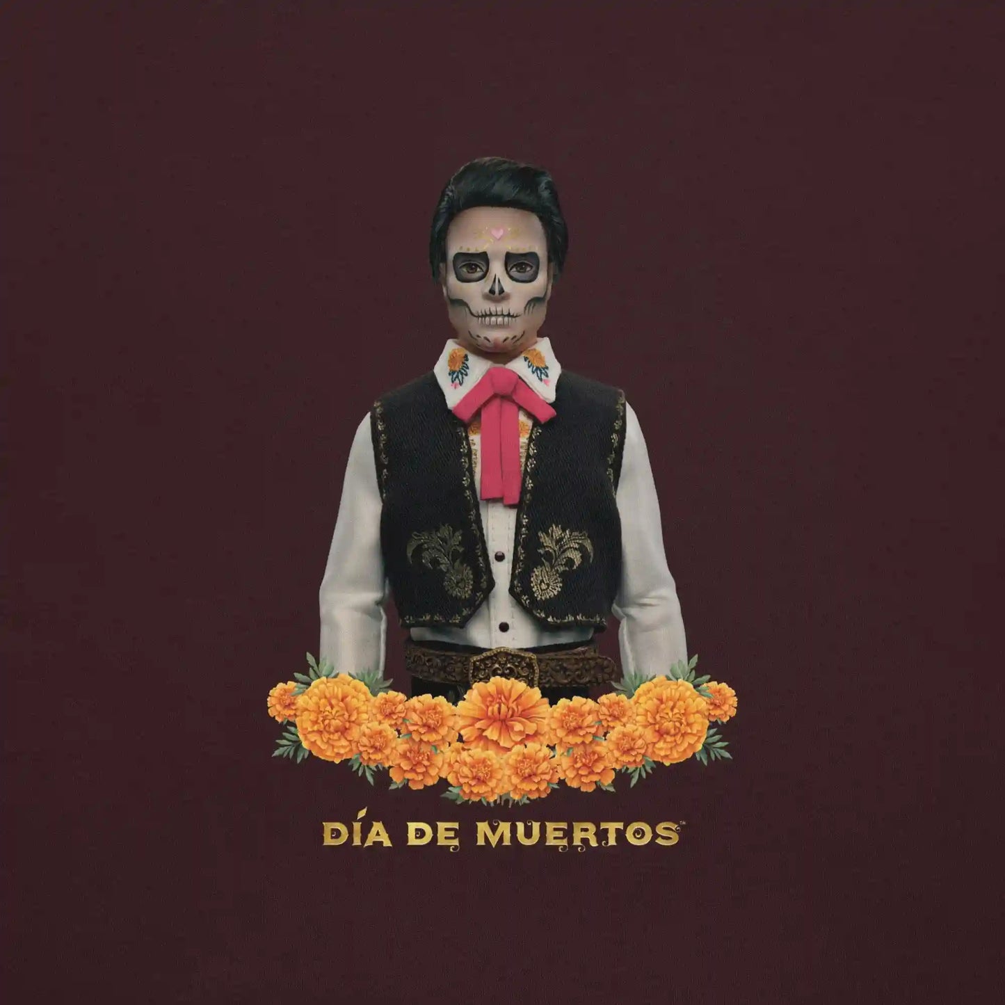 Barbie Día de Muertos Ken Embroidered Oxblood T-Shirt